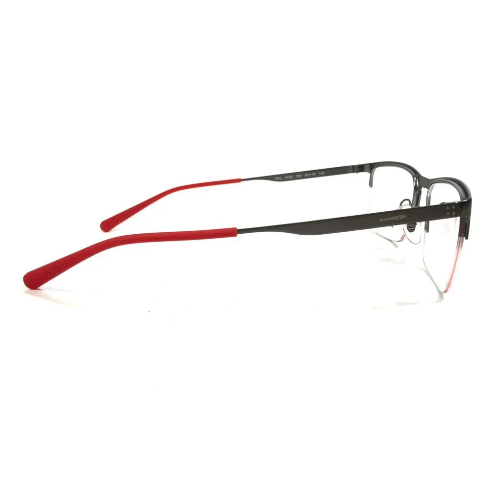 Arnette Eyeglasses Frames TAIL 6118 700 Gray Red Square Half Rim 54-18-140